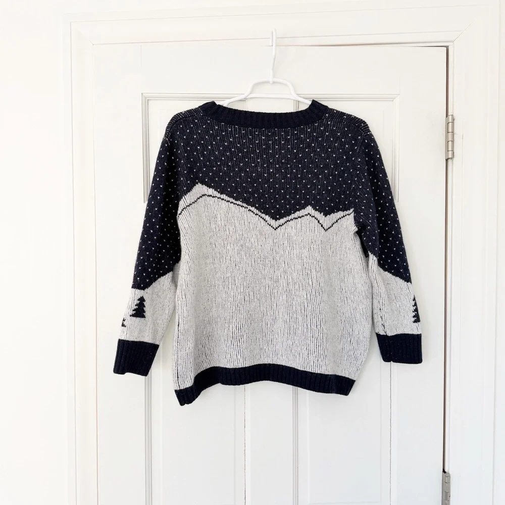 J.CREW ski sweater size XL blue white merino wool crewneck